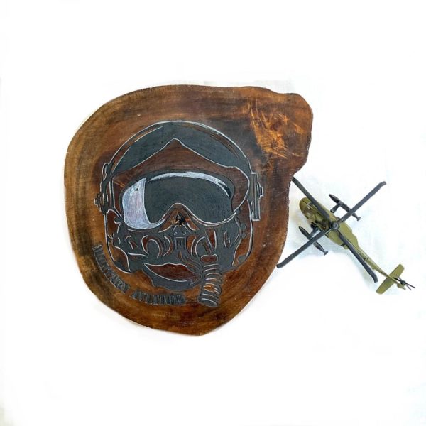 military aviator wooden wall hanging