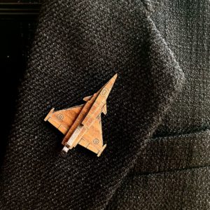 Rafale jet wooden lapel pin